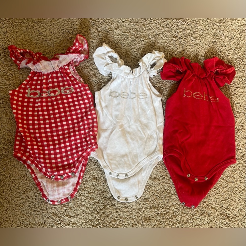 Bebe Baby Girl Set of 3 One Piece 6/9 Months